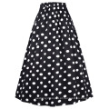 Belle Poque Vintage Retro Elastic Waist Algodão A-Line Swing Floral Print Long Skirt BP000324-2